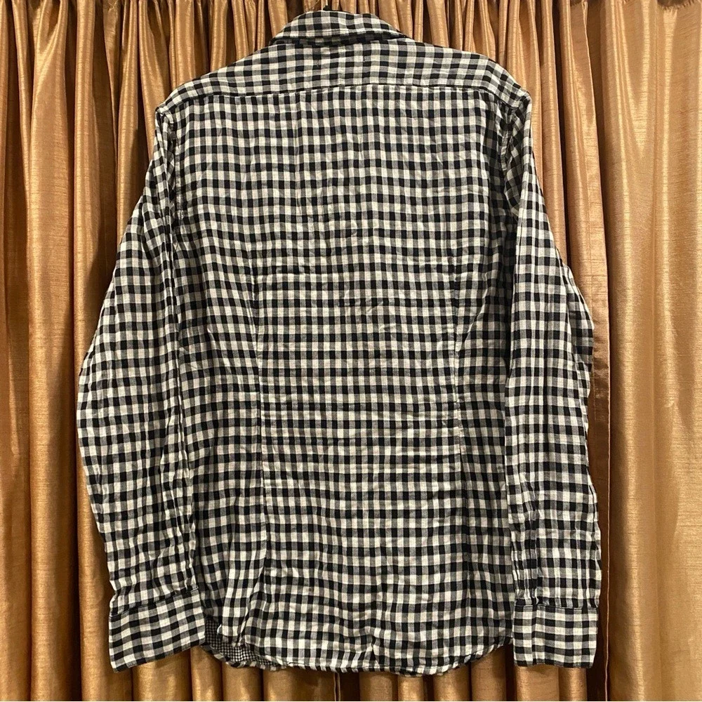 John Varvatos Black White Gingham‎ Check Button-Up Shirt XL